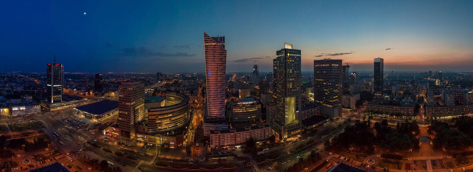 Warsaw wonderful view just after sunset